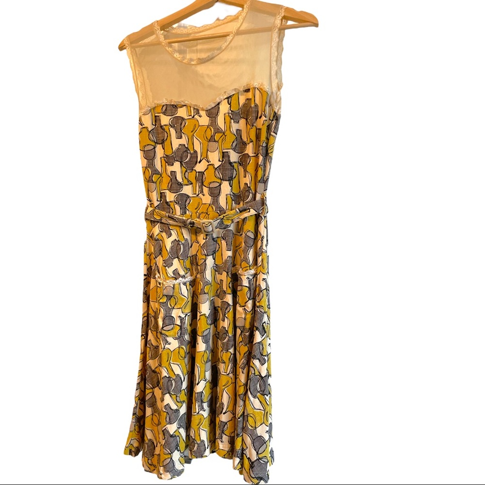 ModCloth Effie’s Heart Graphic Print Fit & Flare Dress Size Small